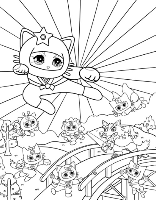 Ninja Kitties Coloring Page from a Story Activity Book